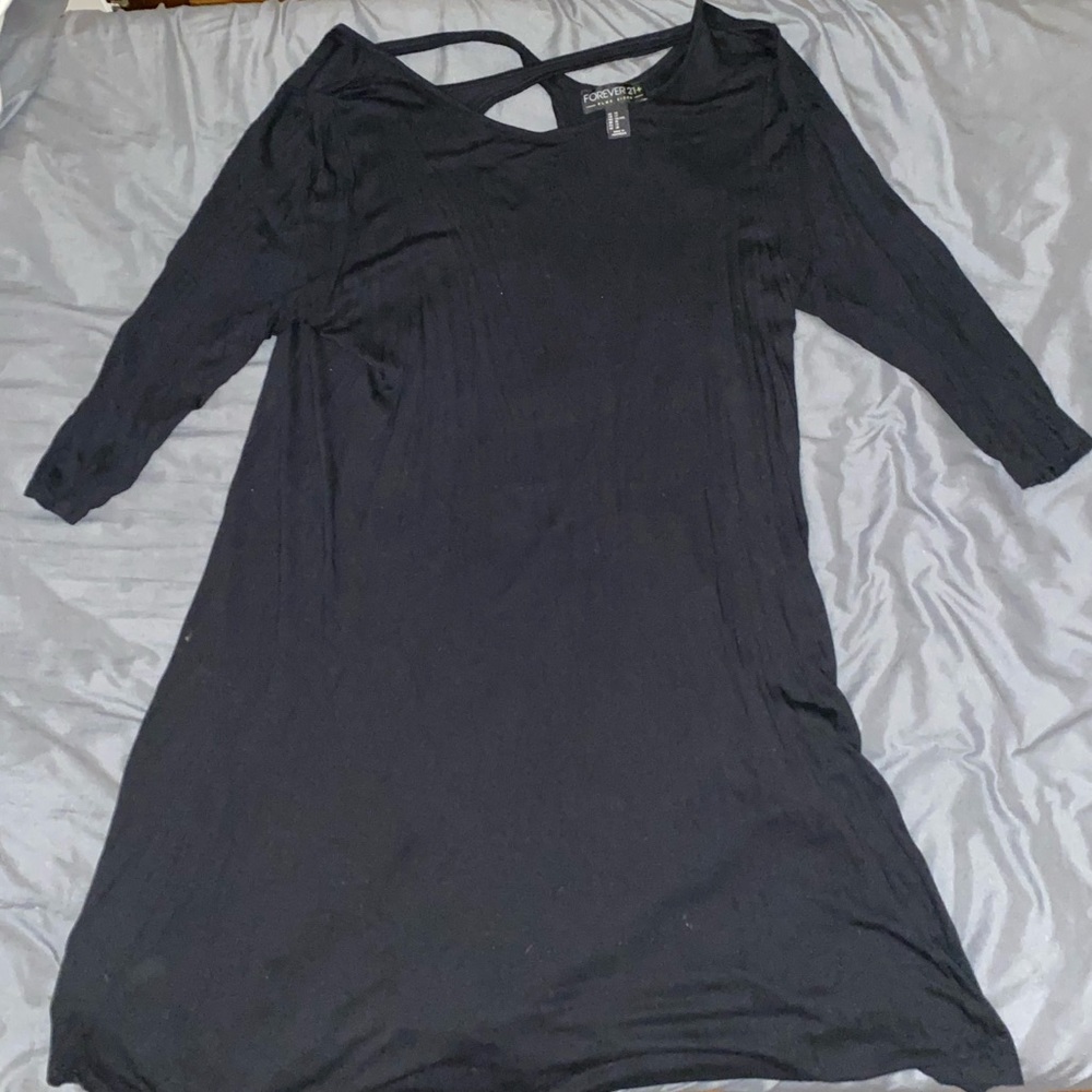 Cross Back Black Dress